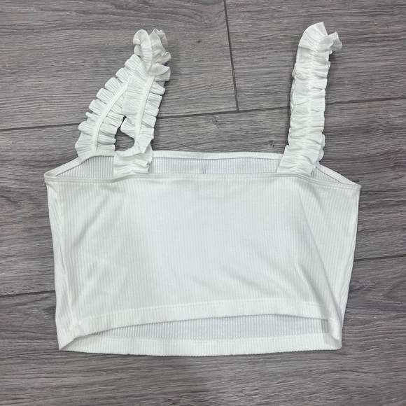 Aritzia Sunday best ruffle ribbed crop top - Picture 2 of 6